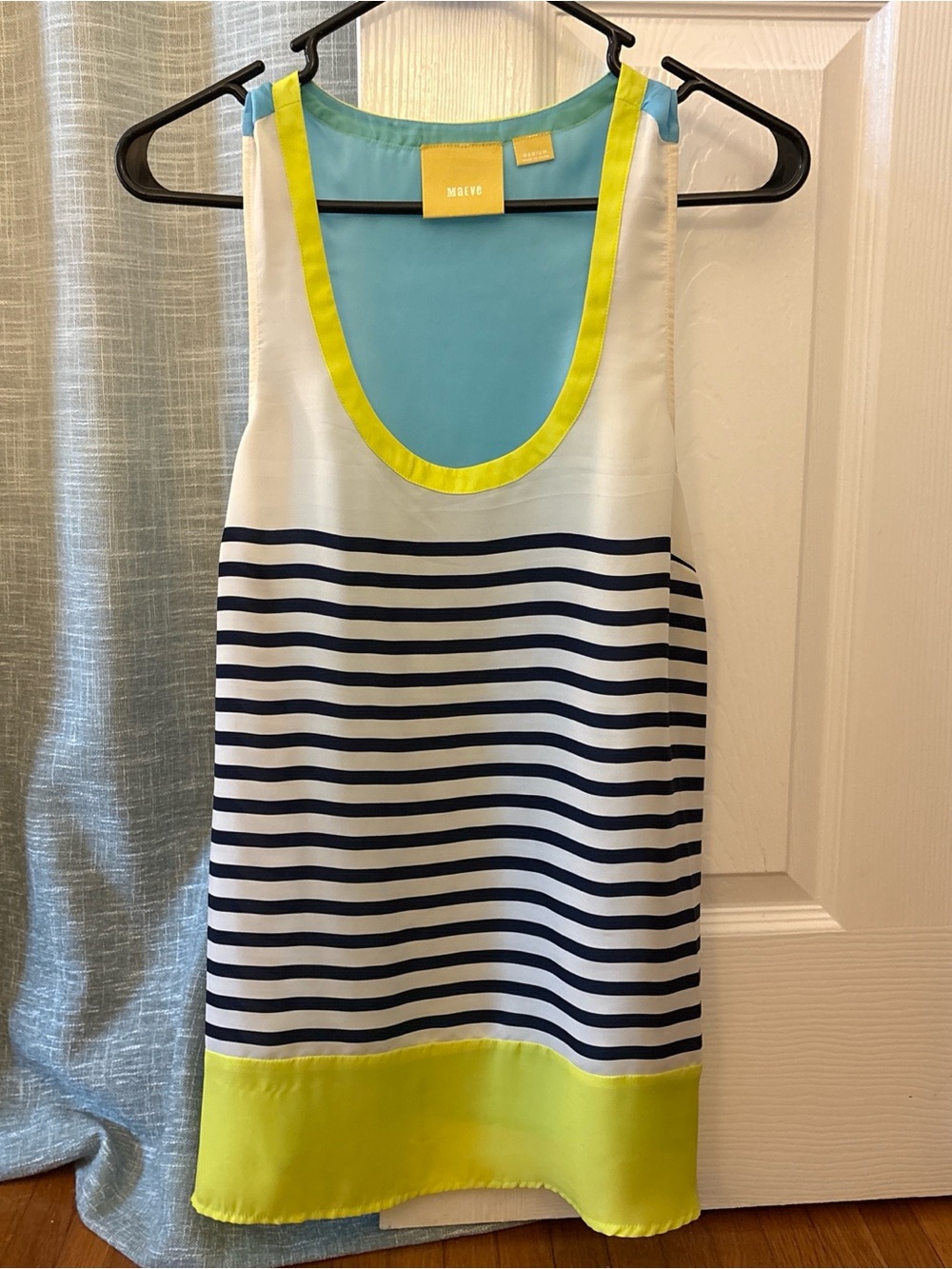 MAEVE Striped Silky Feeling Tank with Neon Trim